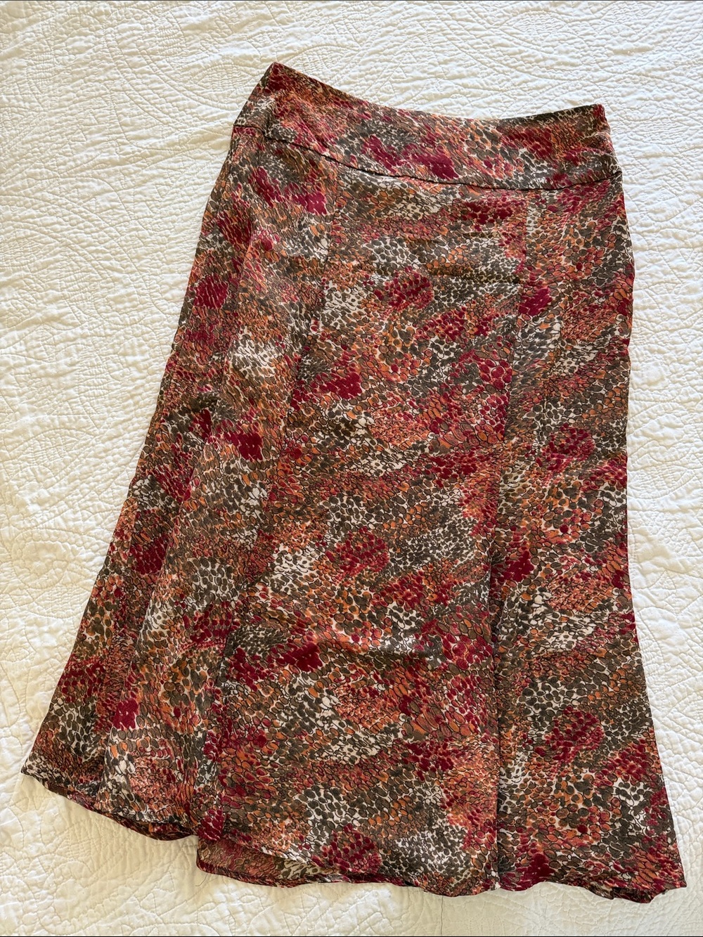 Vintage Rena Rowan Women's Orange, Red, and Green Print Skirt
